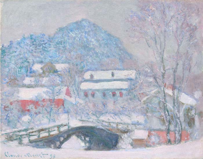 克洛德·莫奈（Claude Monet）高清作品- 挪威，雪中的山特维肯村(1895)