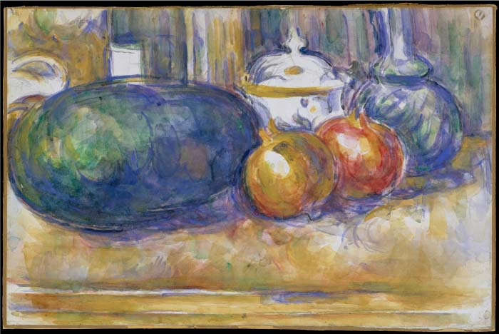 保罗·塞尚（Paul Cézanne）超清作品_西瓜石榴静物画 300ppi