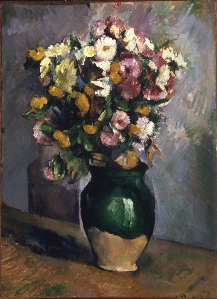保罗·塞尚（Paul Cézanne）超清作品_橄榄瓶里的花