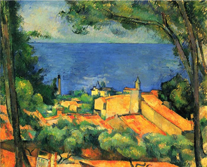 保罗·塞尚（Paul Cézanne）超清作品_埃斯塔克的红屋顶