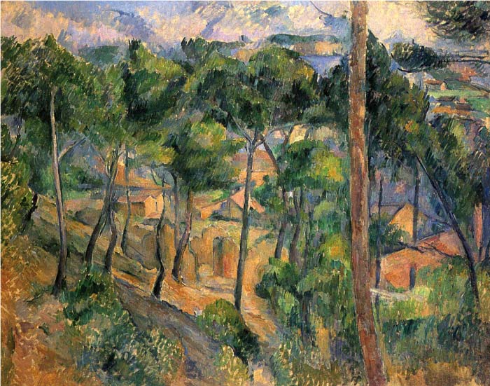 保罗·塞尚（Paul Cézanne）超清作品_树林与房屋
