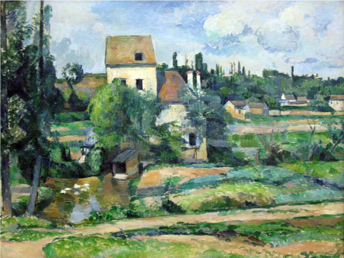保罗·塞尚（Paul Cézanne）超清作品_在庞托瓦兹的库鲁夫河上磨坊