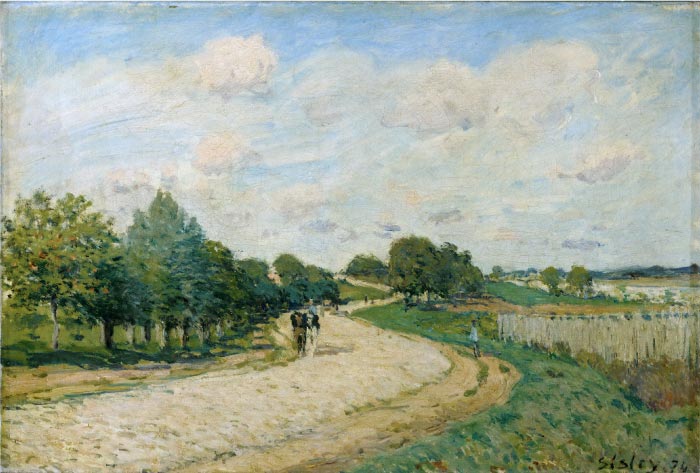 阿尔弗雷德·西斯利（Alfred Sisley）高清作品-往芒特之路 The Road to Mantes