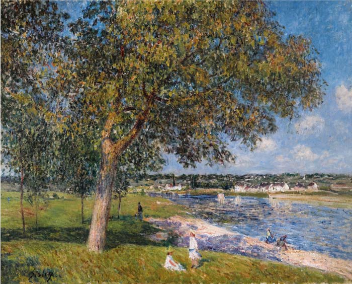 阿尔弗雷德·西斯利(Alfred Sisley)高清作品- 草地上的核桃树
