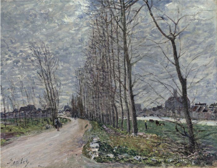 阿尔弗雷德·西斯利（Alfred Sisley）高清作品-《卢旺河畔莫雷特风景》（View of Moret sur-Loing），1890年