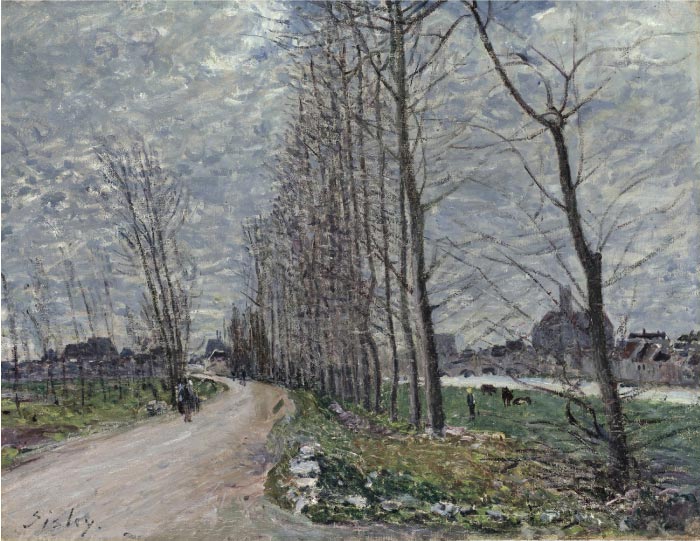阿尔弗雷德·西斯利(Alfred Sisley)高清作品-《卢旺河畔莫雷特风景》(View of Moret sur-Loing),1890年