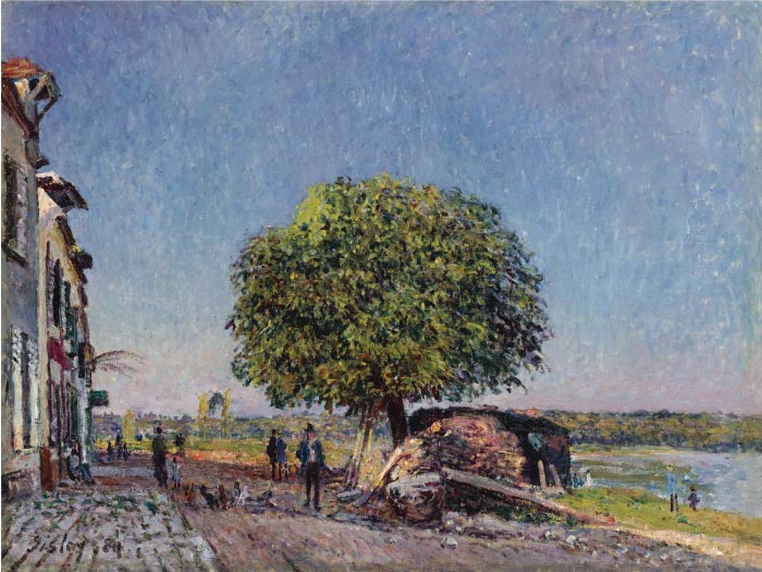阿尔弗雷德·西斯利（Alfred Sisley）高清作品-圣母玛罗尼亚房屋前的树