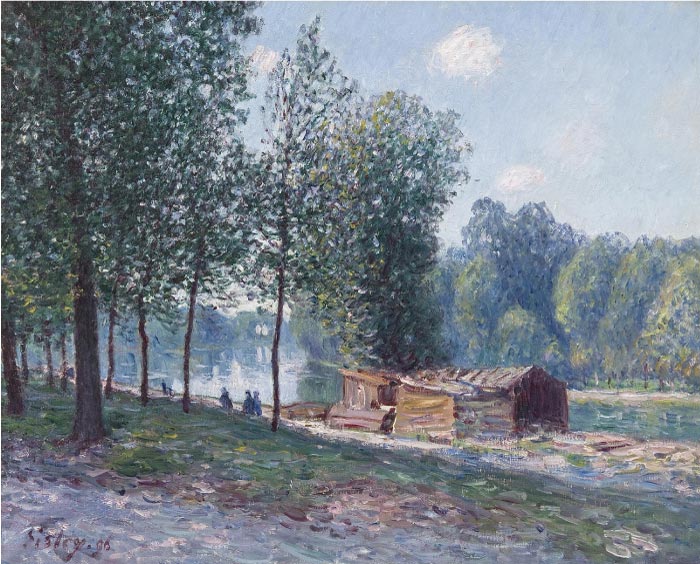 阿尔弗雷德·西斯利（Alfred Sisley）高清作品-木屋树林油画