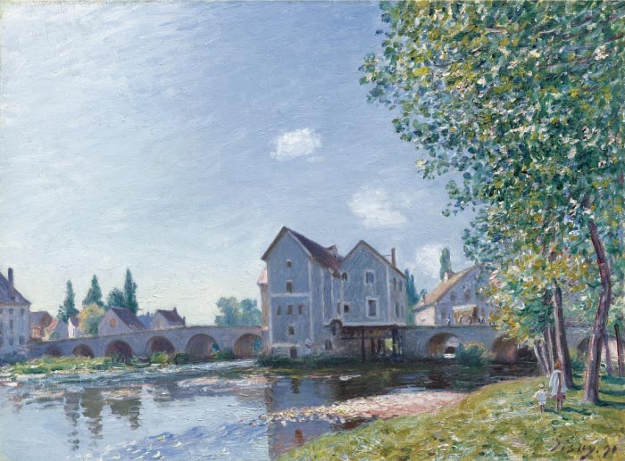 阿尔弗雷德·西斯利（Alfred Sisley）高清作品-河流房屋与桥