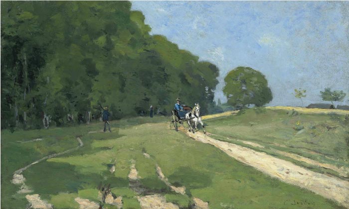 阿尔弗雷德·西斯利（Alfred Sisley）高清作品-库朗塞公园附近的小路 Chemin pres du Parc de Courances