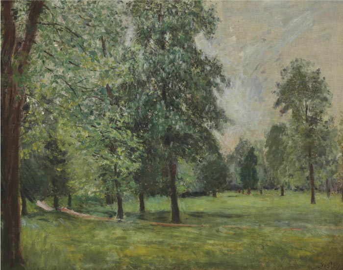 阿尔弗雷德·西斯利（Alfred Sisley）高清作品-绿色森林草地