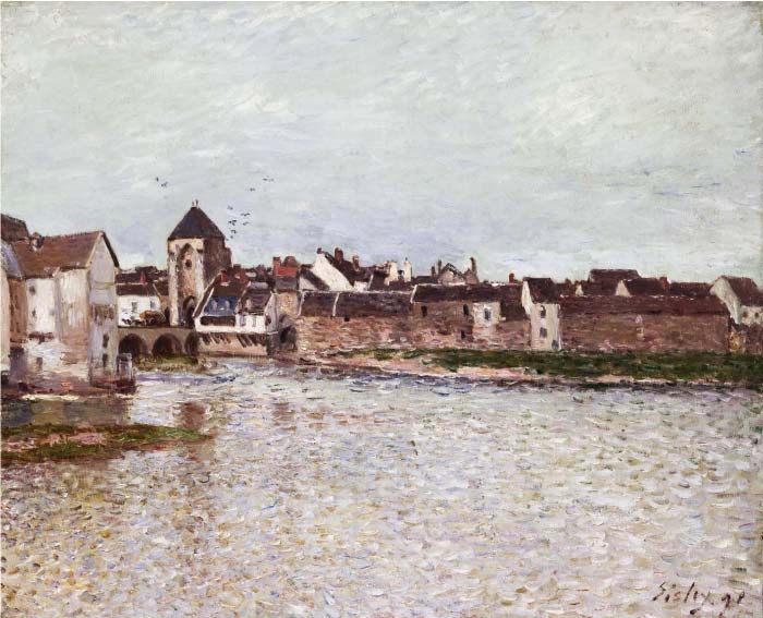 阿尔弗雷德·西斯利(Alfred Sisley)高清作品-The Bridge of Moret-sur-Loing