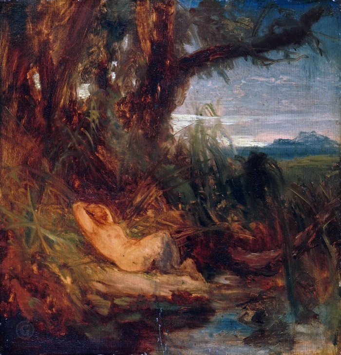 卡尔·布莱琴（Carl Blechen ）高清作品-芦苇丛中沉睡的动物