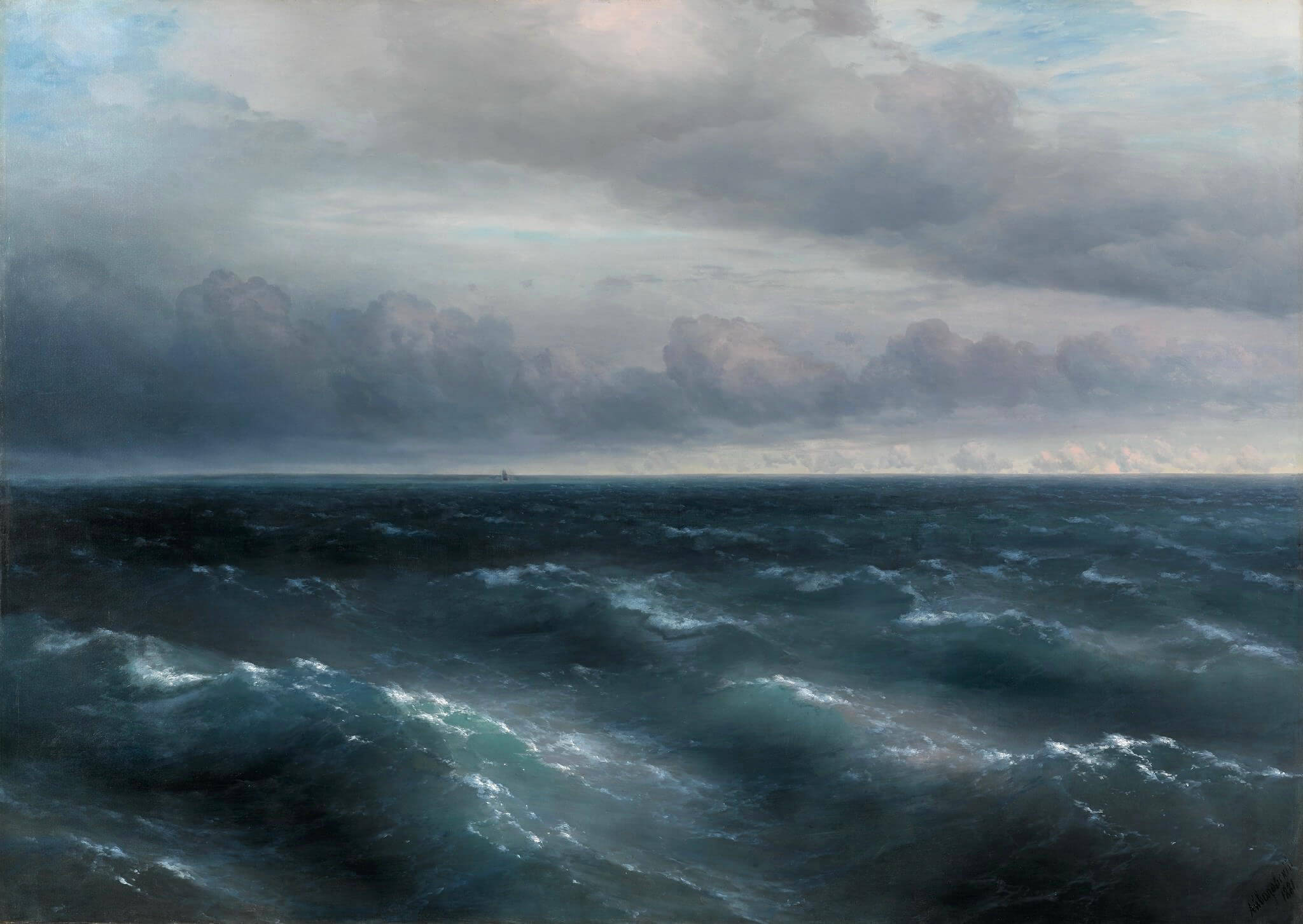 伊万·艾瓦佐夫斯基（Ivan Aivazovsky）作品-黑海（黑海开始刮起风暴）