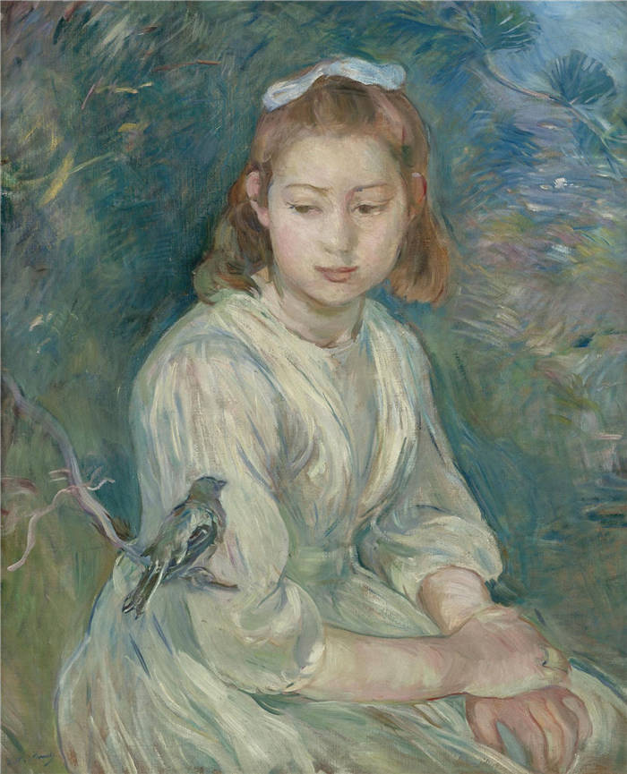贝特·莫里索（Berthe Morisot）高清作品-Young Girl with a Bird