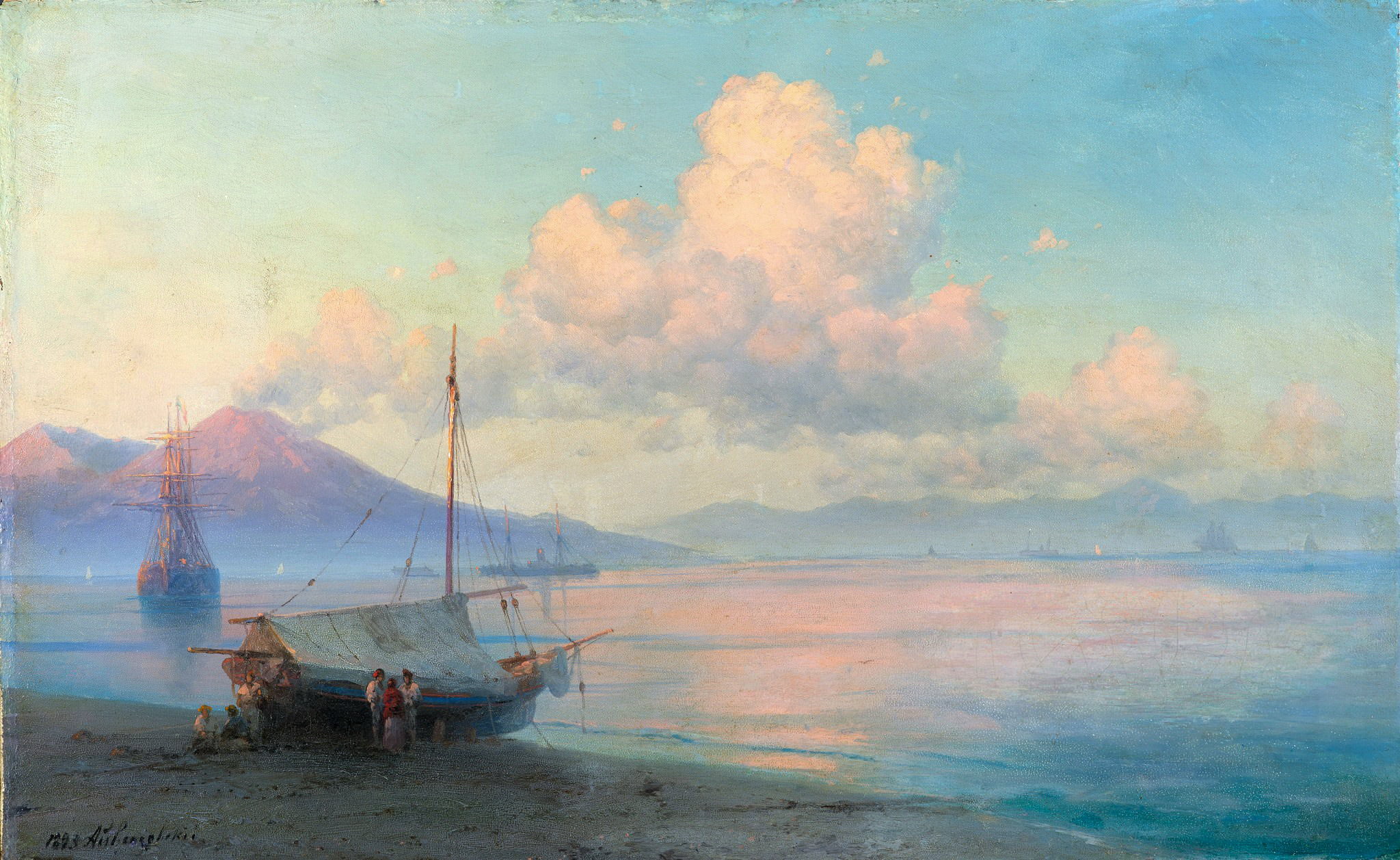 伊万·艾瓦佐夫斯基（Ivan Aivazovsky）作品-早晨的那不勒斯湾