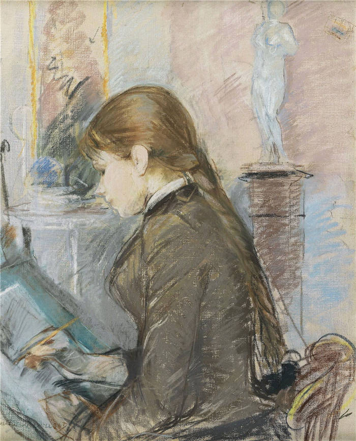 贝特·莫里索（Berthe Morisot）高清作品-画画的女孩