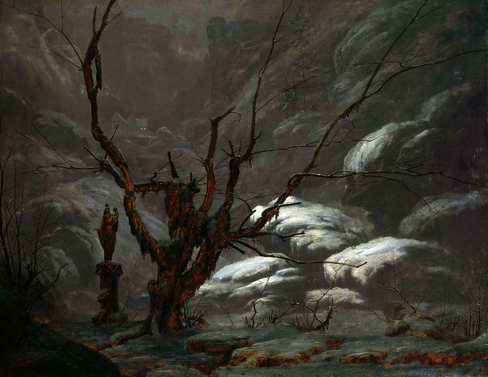 卡尔·布莱琴（Carl Blechen ）高清作品-冬季的高山峡谷