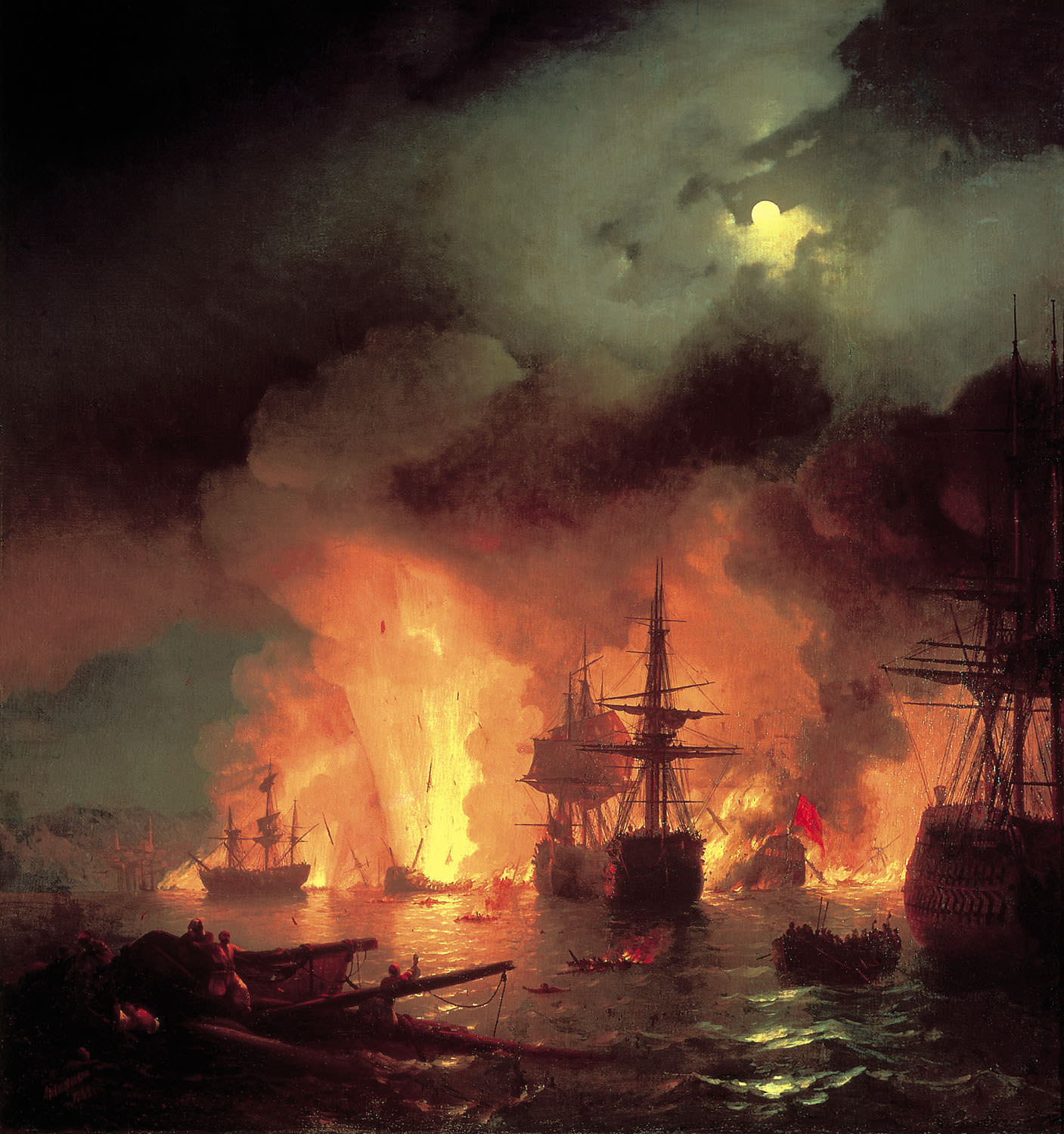 伊万·艾瓦佐夫斯基（Ivan Aivazovsky）作品-1770年6月25日至26日夜间战役
