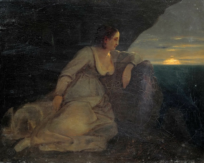 卡尔·布莱琴（Carl Blechen ）高清作品-海边的意大利女人