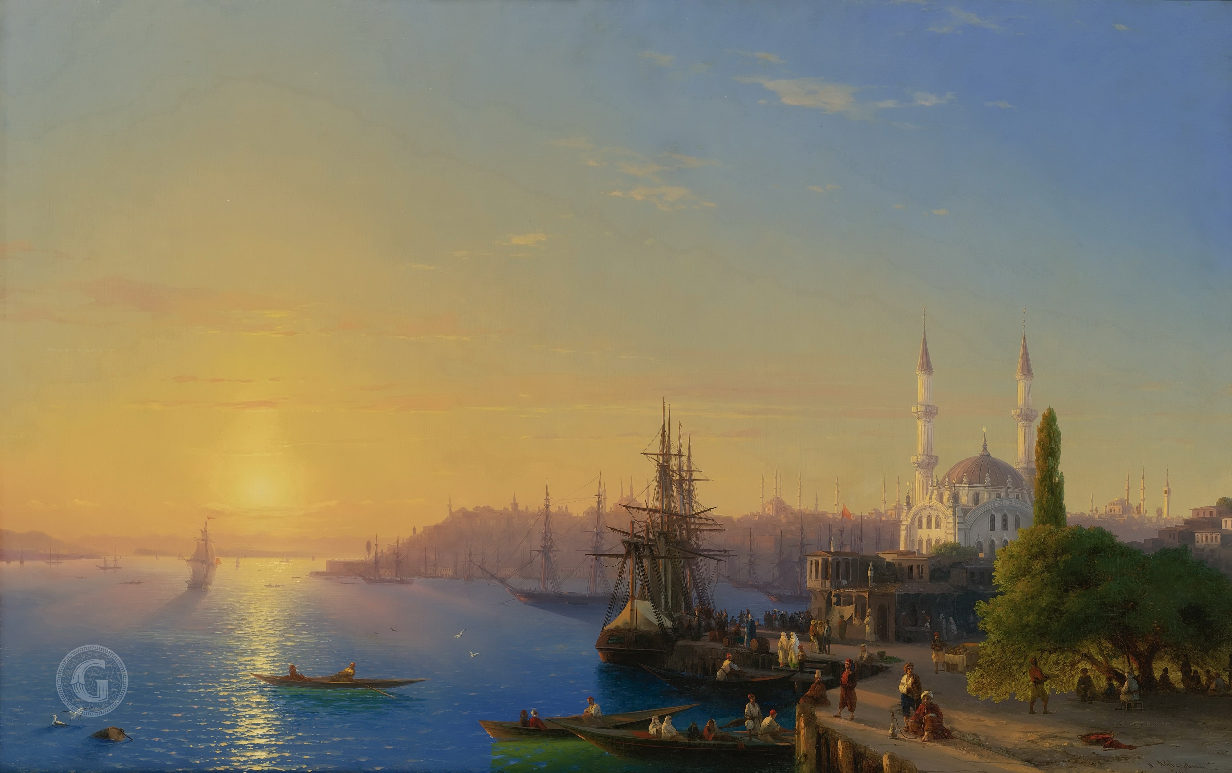 伊万·艾瓦佐夫斯基（Ivan Aivazovsky）作品-君士坦丁堡和金角城景观
