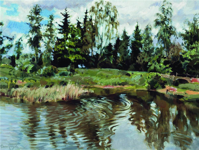 维诺格拉多夫（Sergei Arsenievich Vinogradov）作品-森林中的湖泊