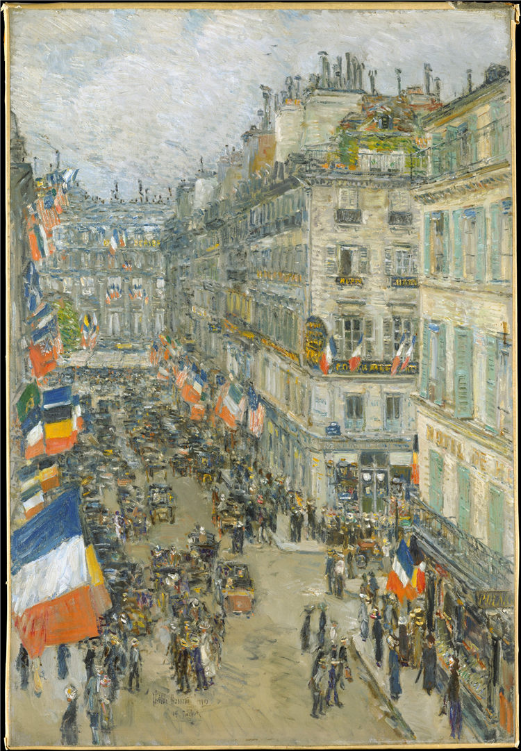 柴尔德·哈萨姆（Childe Hassam）--7 月 14 日 The 14th July, Rue Daunou, 1910