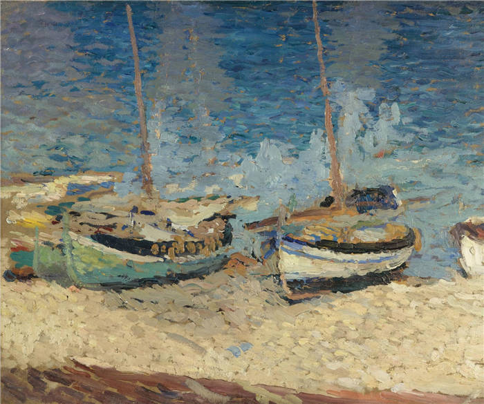 亨利·马丁（Henri-Jean Guillaume Martin）高清作品-海边渔船