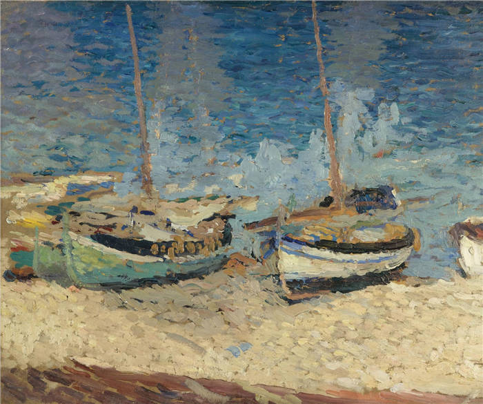 亨利·马丁(Henri-Jean Guillaume Martin)高清作品-海边渔船