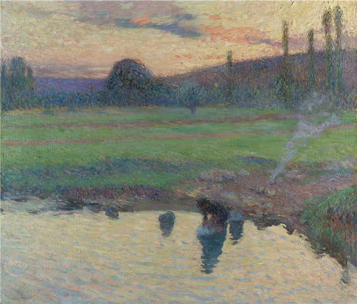 亨利·马丁（Henri-Jean Guillaume Martin）高清作品-水边的薰衣草