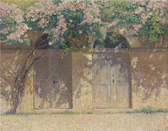 亨利·马丁（Henri-Jean Guillaume Martin）高清作品-紫藤，有花的院子