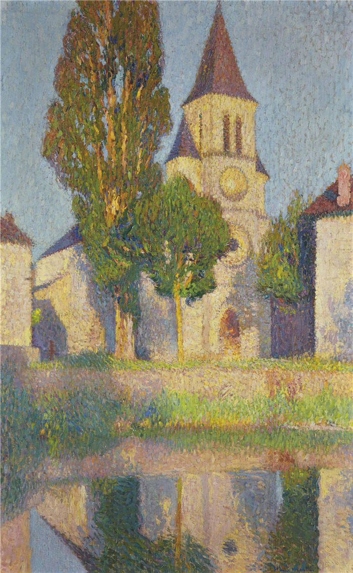 亨利·马丁（Henri-Jean Guillaume Martin）高清作品-(28)-阳光下的教堂