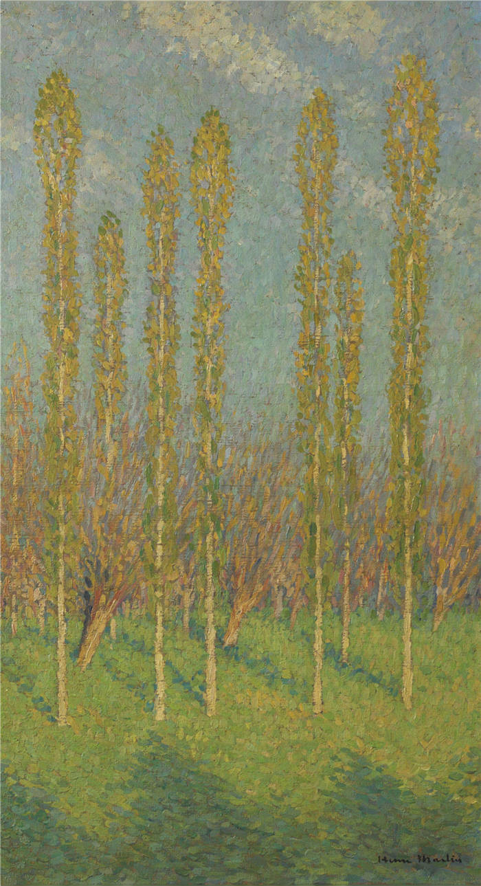 亨利·马丁（Henri-Jean Guillaume Martin）高清作品-阳光下的树林