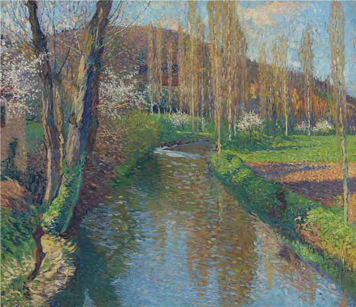 亨利·马丁（Henri-Jean Guillaume Martin）高清作品-乡村河流油画