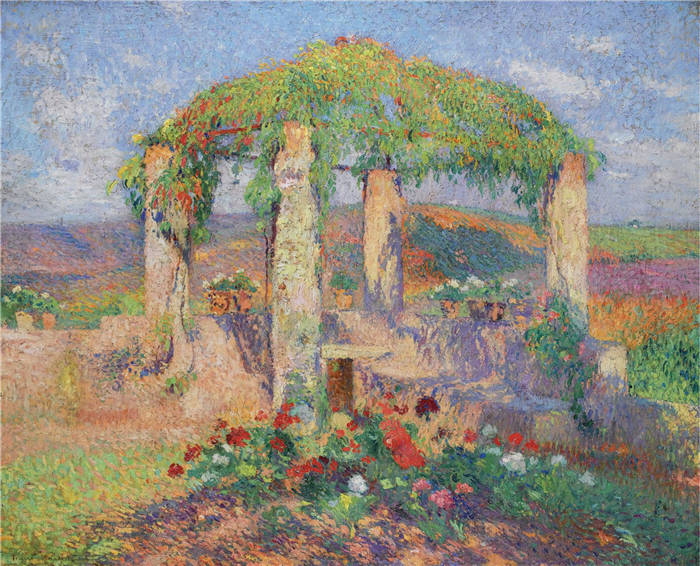 亨利·马丁（Henri-Jean Guillaume Martin）高清作品-阳光下的凉亭