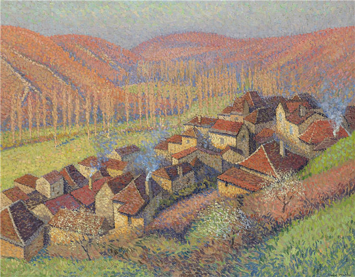 亨利·马丁（Henri-Jean Guillaume Martin）高清作品-乡村房屋油画欣赏
