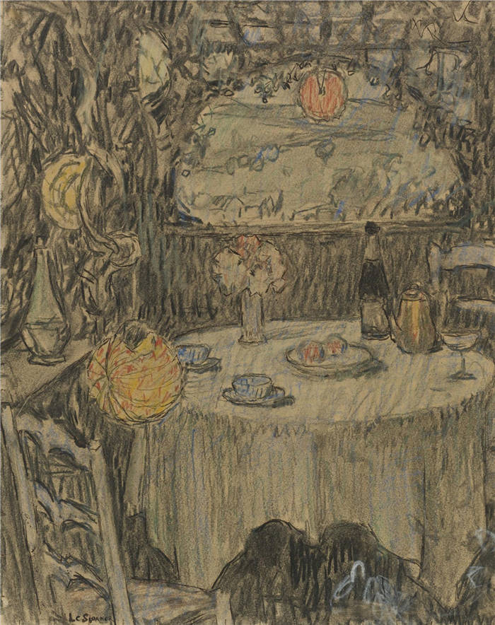 亨瑞·塞蒂纳( Henri Le Sidaner)高清作品 -凉亭下的桌子