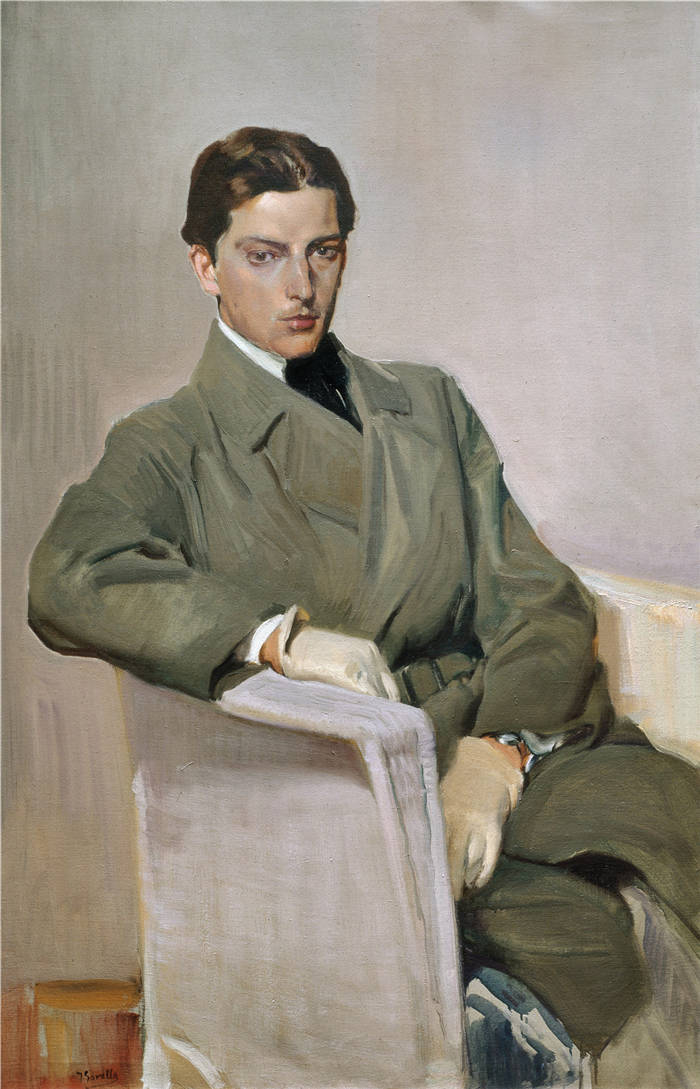 华金·索罗拉（Joaquin Sorolla）作品-坐着的男人肖像