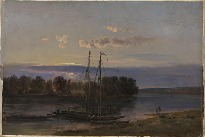 约翰·克里斯蒂安·达尔（Johan Christian Dahl）高清作品-日落的易北河