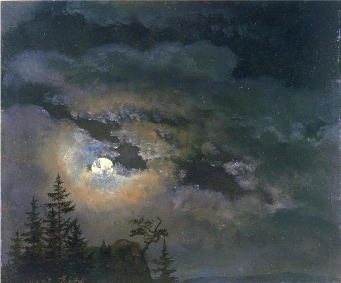 约翰·克里斯蒂安·达尔（Johan Christian Dahl）高清作品-云与月光景观研究