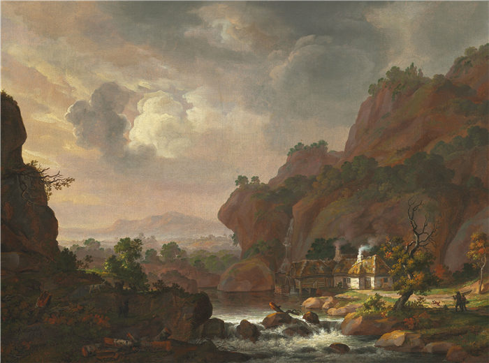 约翰·克里斯蒂安·达尔（Johan Christian Dahl）高清作品-北欧草屋景观（1814）