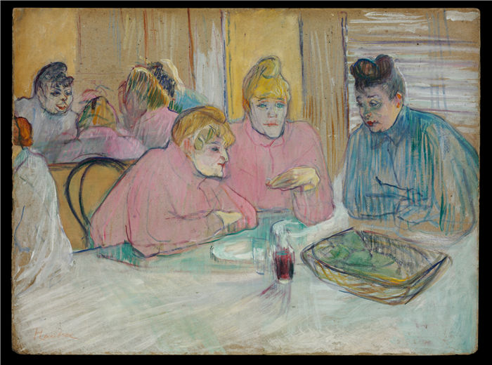 劳特雷克（Henri de Toulouse-Lautrec）-在餐厅的女士们The Ladies in the Dining Room