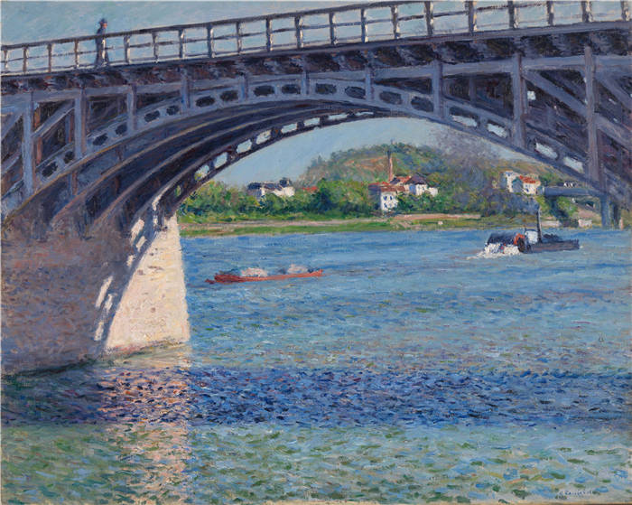 古斯塔夫·卡耶博特（Gustave Caillebotte）-阿金泰尔桥和塞纳河