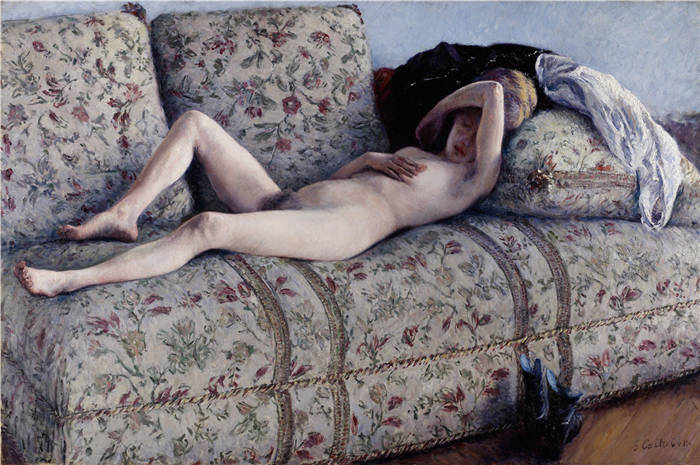 古斯塔夫·卡耶博特（Gustave Caillebotte）-裸体躺在沙发上