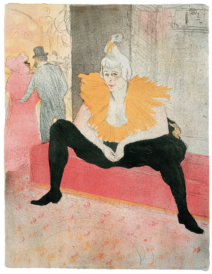劳特雷克（Henri de Toulouse-Lautrec）-坐着的小丑