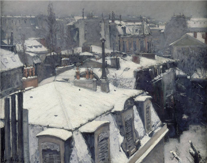 古斯塔夫·卡耶博特（Gustave Caillebotte）-雪下屋顶