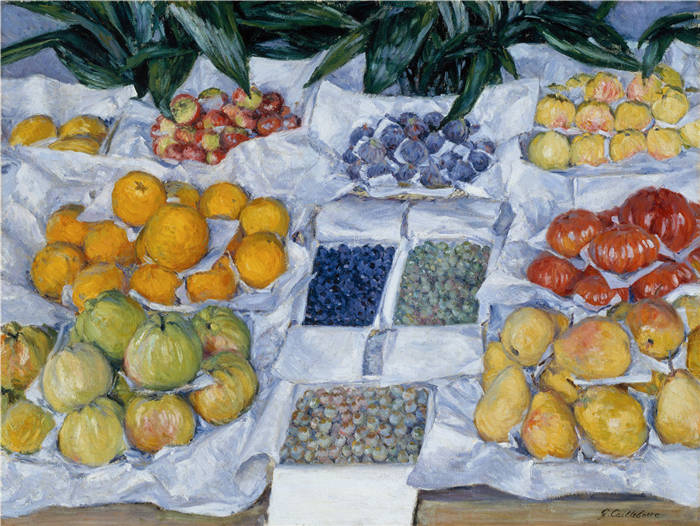 古斯塔夫·卡耶博特（Gustave Caillebotte）-展台上陈列的水果