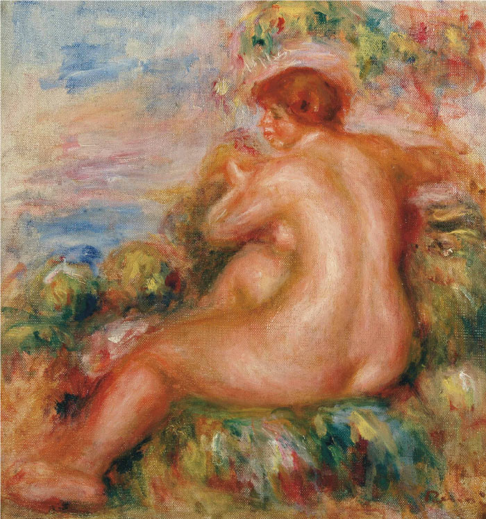 雷诺阿（Pierre-Auguste Renoir）作品-风景中的裸体女人