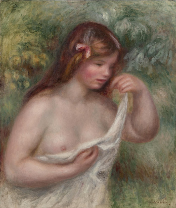 雷诺阿（Pierre-Auguste Renoir）作品-年轻女子整理她的衬衫