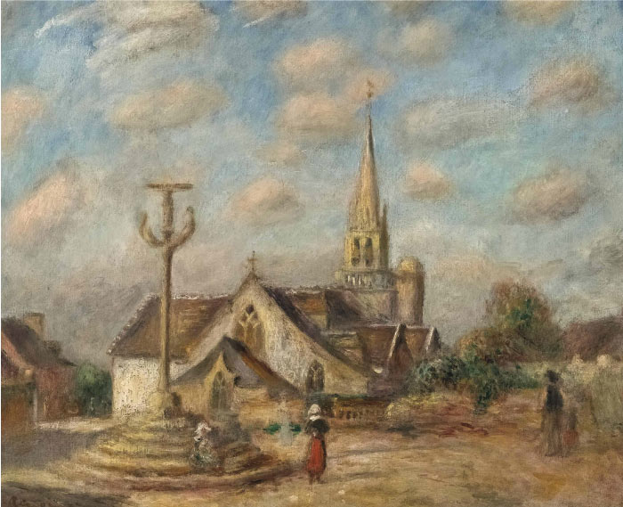 雷诺阿(Pierre-Auguste Renoir)作品-加略山和尼松教堂 CALVAIRE ET ÉGLISE DE NIZON